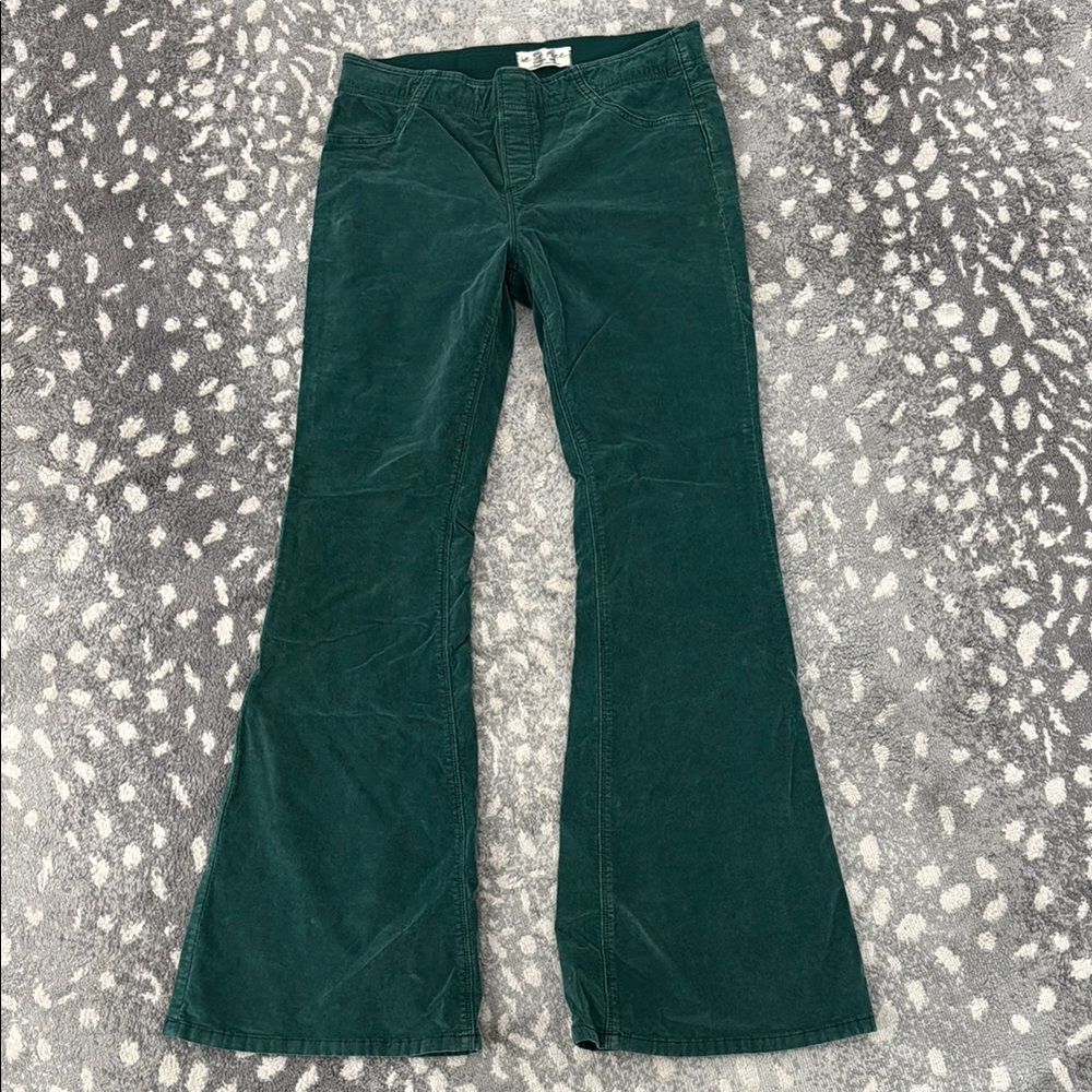 We The Free Green Corduroy Casual Flare Pants